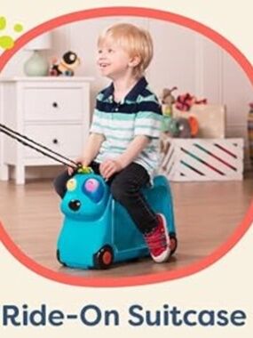 Light up Ride-On Suitcase Kids Carry-On Luggage Blue ~ 110lbs